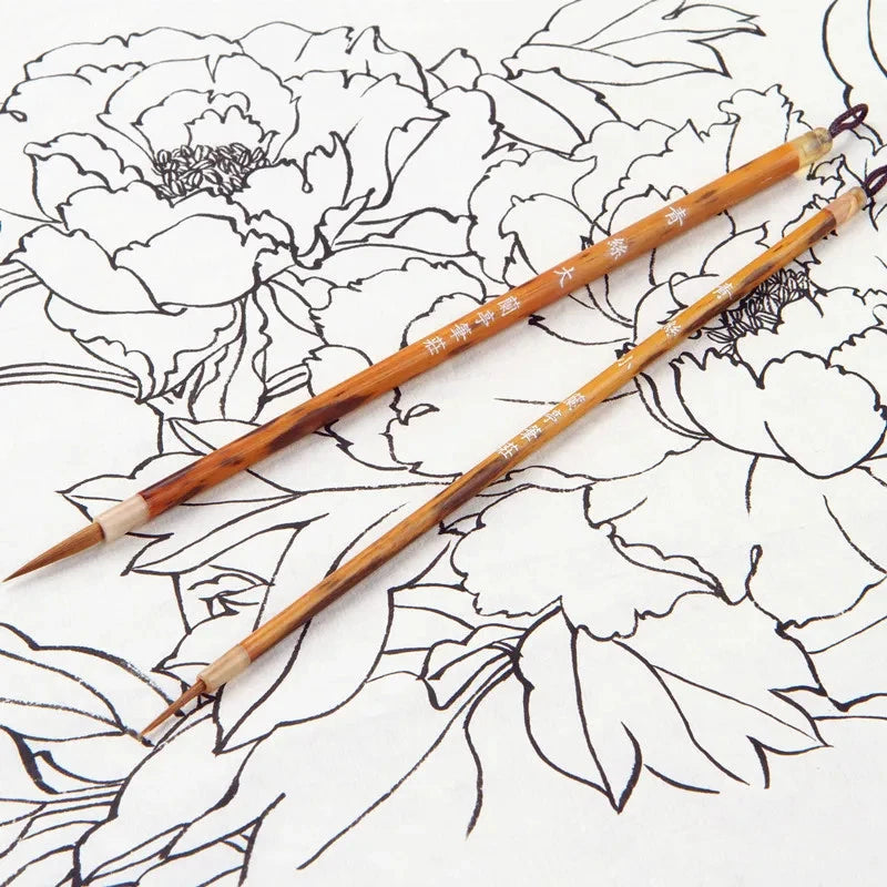 18cm Wolf Hair Chinese Calligraphy Fine Line Brushes Handmade Writing Brush 07FC0E-D4 - KOEEK