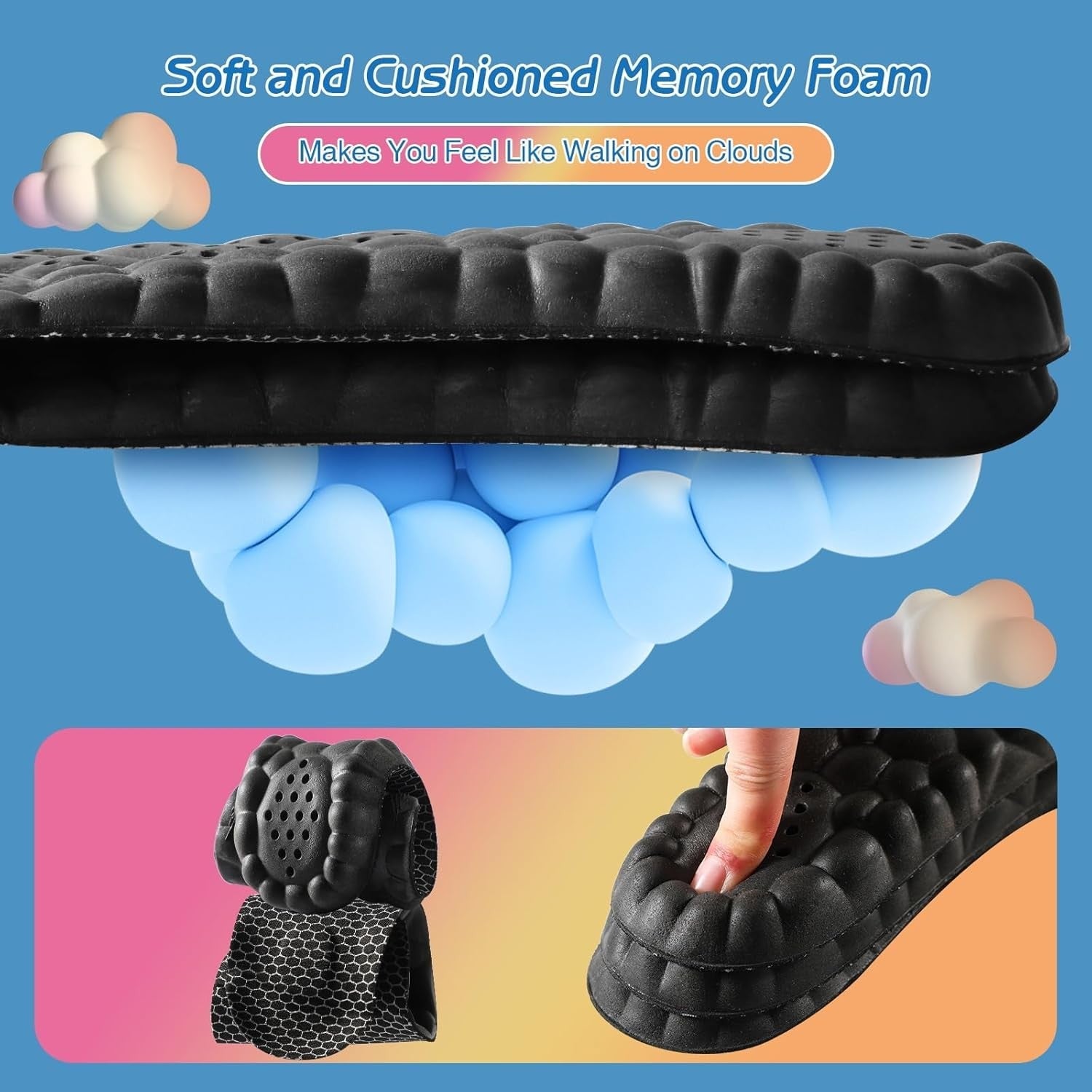 new 4D Cloud Soles for Men - Memory Foam Cushioning Steppers US M 7.5-10.5, Black 07FC0E-D4 - KOEEK