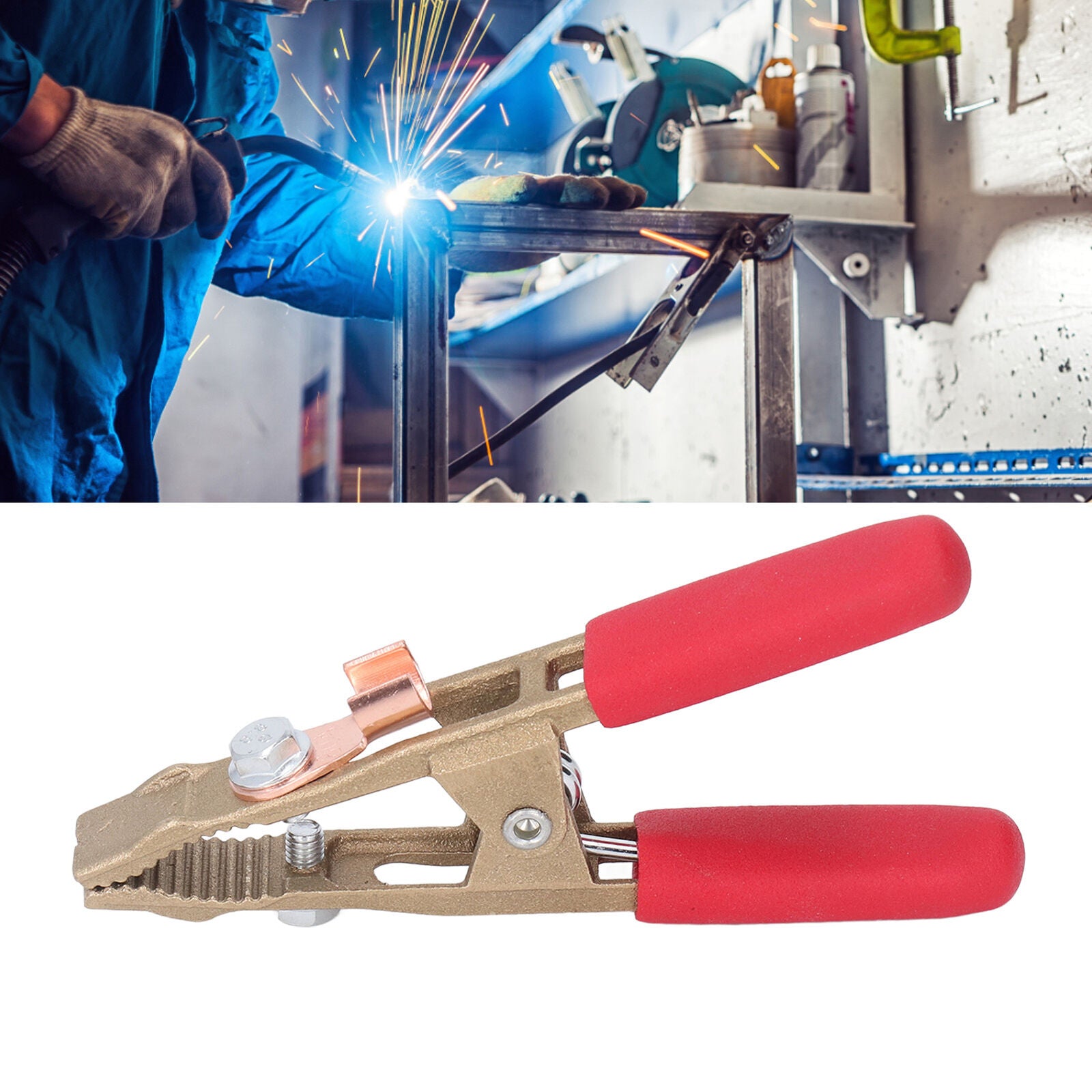 new A Shape Earth Wire Clamp Brass Grounding Clamp Argon Arc Welding Pliers 260A koeek - KOEEK