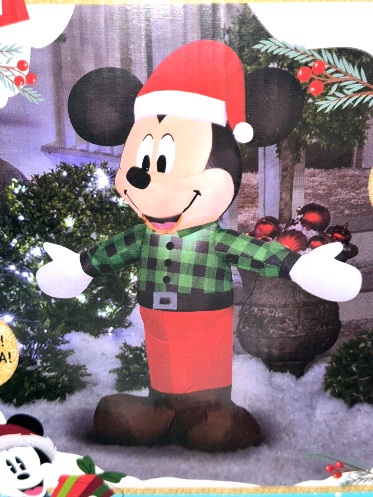 2 Lot - 3.5' DISNEY MICKEY MINNIE CHRISTMAS AIRBLOWN INFLATABLE LIGHT GEMMY GEMMY - KOEEK