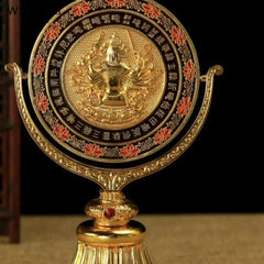 16cm Copper Enamel Mirror Tibetan Tantric Buddhism Supplies Feng Shui Decoration 07FC0E-D4 - KOEEK
