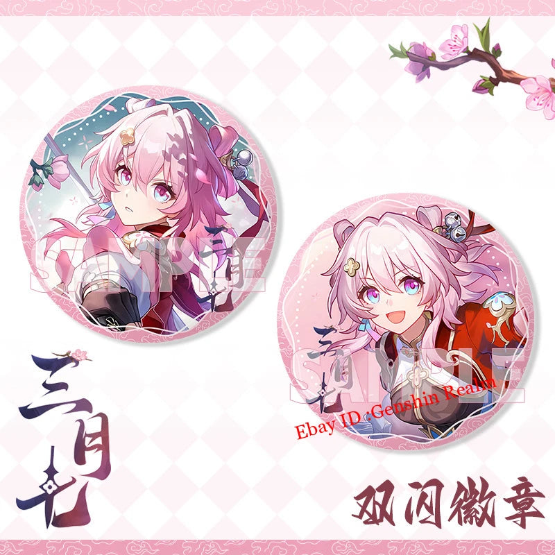 2Pcs/Set Anime Honkai: Star Rail March 7th Badge Decor Backpack Pendant Gift 07FC0E-D4 - KOEEK