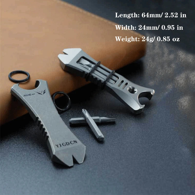 EDC TC4 Titanium Alloy Pocket Pry Bar Crowbar Bottle Opener Outdoor Multi Tools 07FC0E-D4 - KOEEK