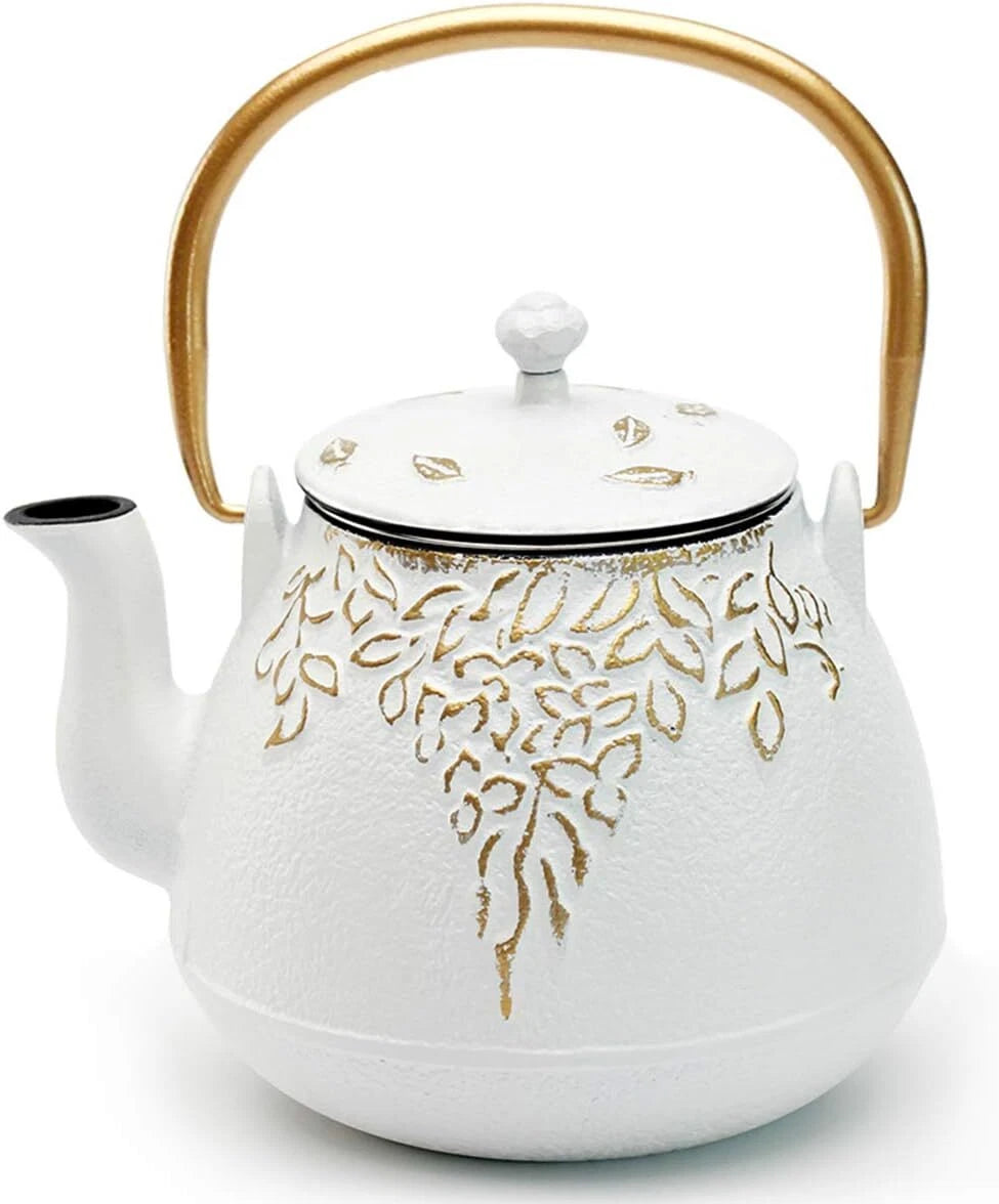 Teapot, cast iron teapot with infuser, enameled interior, holds 40 ounces of tea 07FC0E-D4 - KOEEK