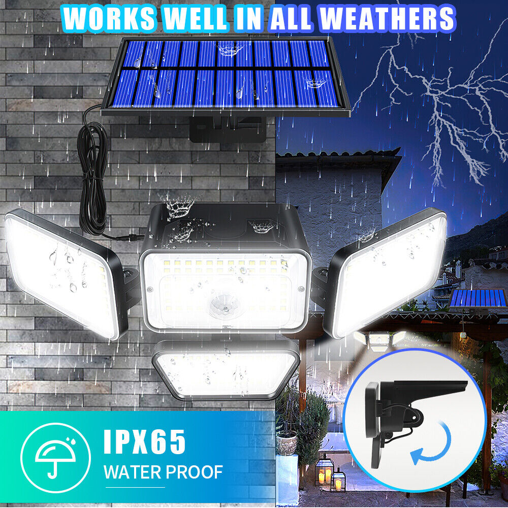 nye Solar Security Lights 4 Head 90000LM Motion Sensor Lights Justerbar Flood Light