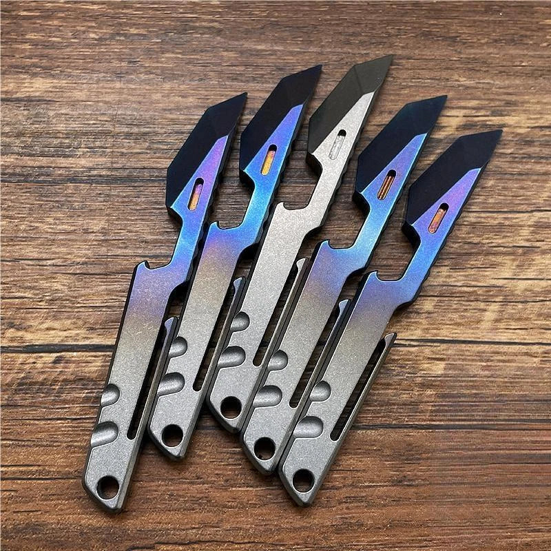 EDC Titanium Alloy Pry Bar Crowbar with Pocket Clip Bottle Opener Multi Tools 07FC0E-D4 - KOEEK