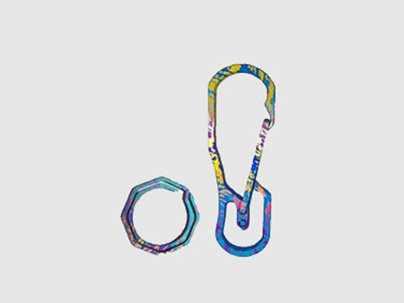 Titanium Alloy Keychain Carabiner w Ring Outdoor EDC Waist Hanging Buckle Tool 07FC0E-D4 - KOEEK