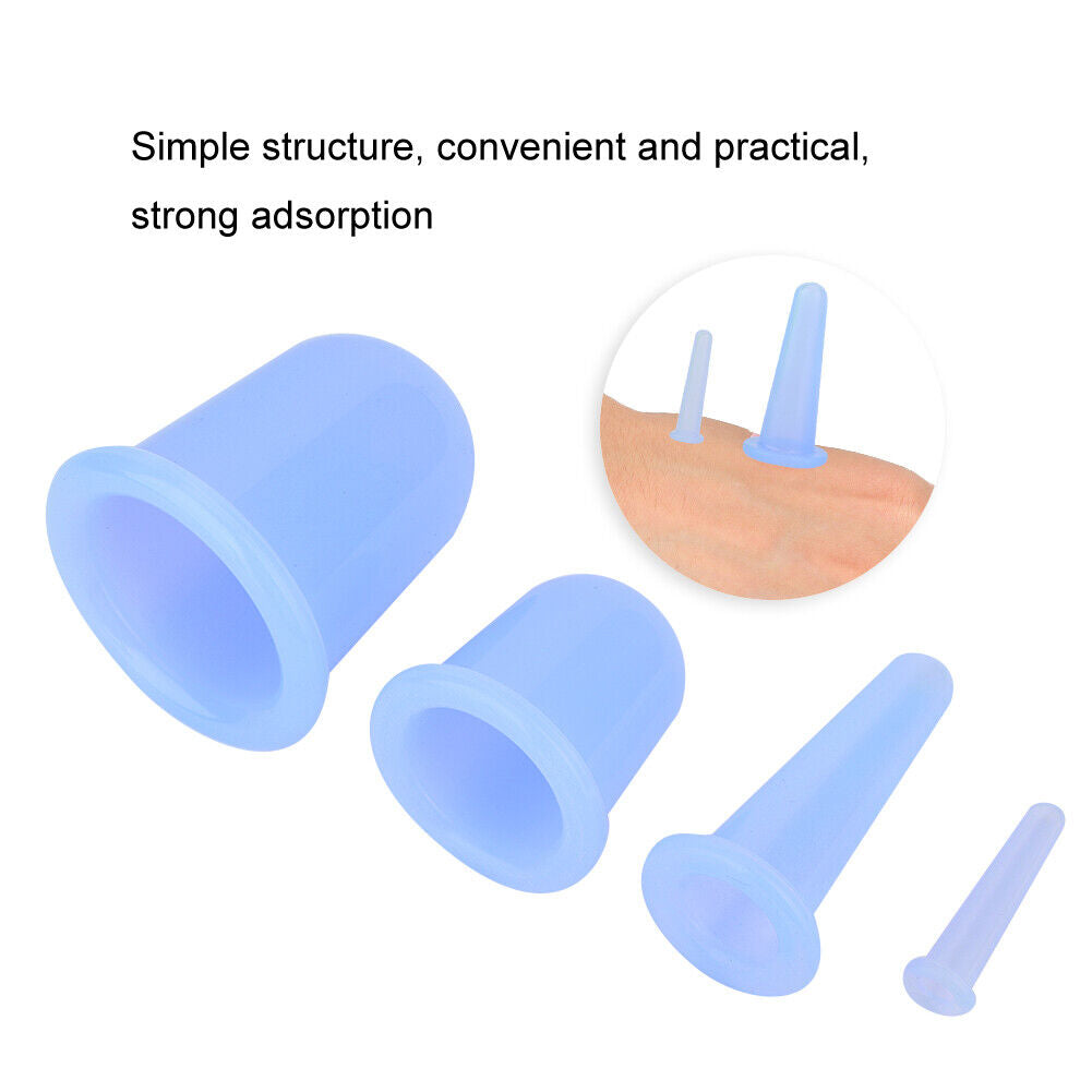 new 4pcs Vaccum Massager Cupping Cup Lifting Firming Therapy Treatment (Blue) HGF koeek - KOEEK