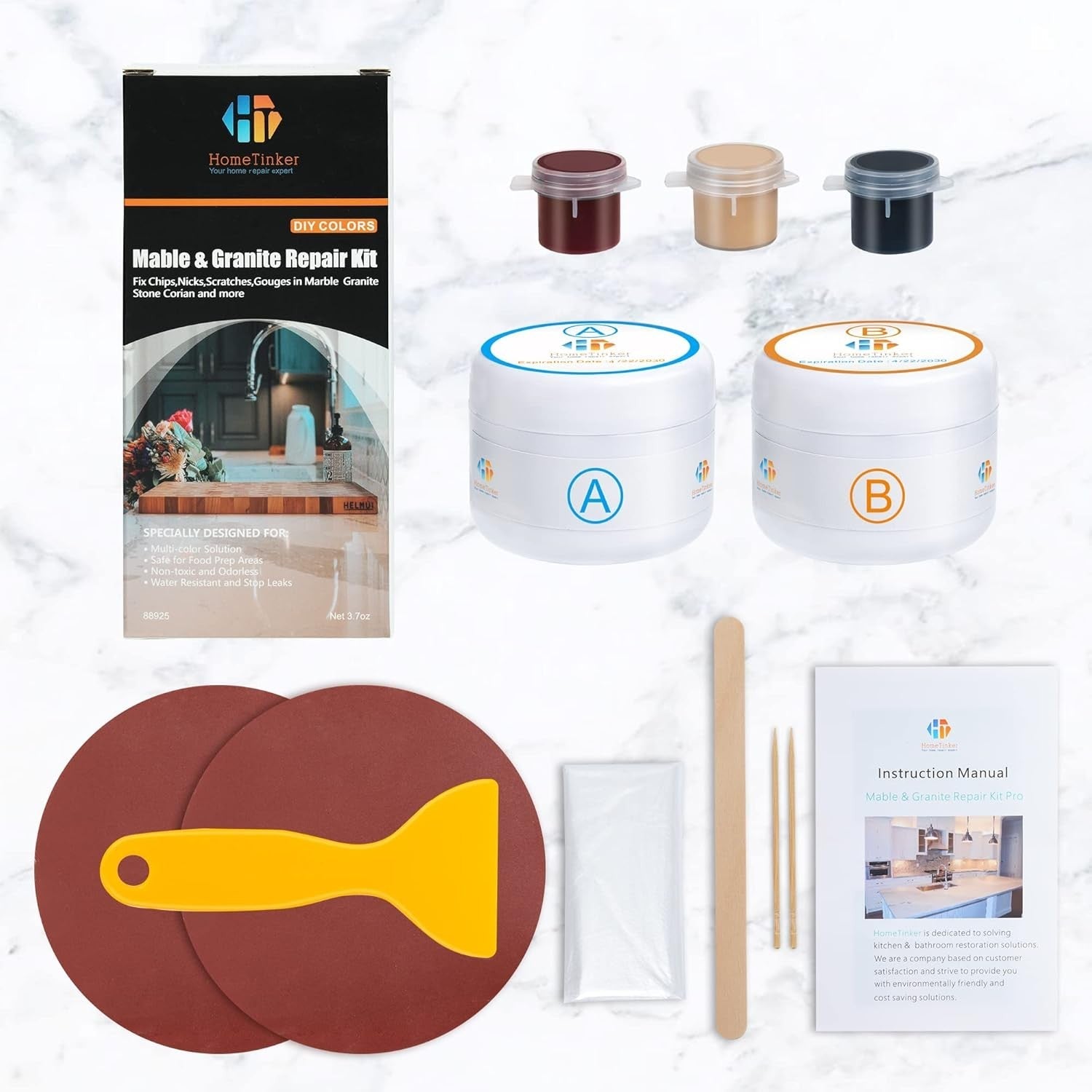 new Granite Repair Kit & Marble (Color Match), Quartz Countertop... 07FC0E-D4 - KOEEK