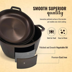 Smooth Polished Cast Iron Dutch Oven - 5 quart cast iron, 10 inch diameter 07FC0E-D4 - KOEEK