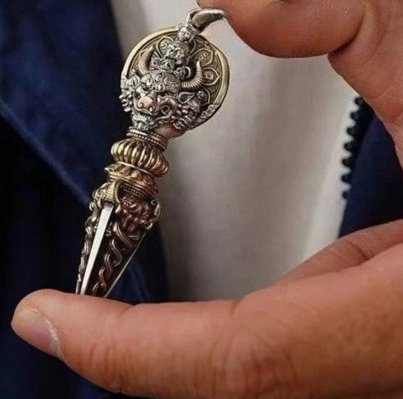 Vajra Necklace Men’s Silver Plated Vintage Pendant Protector Amulet Pendant 07FC0E-D4 - KOEEK