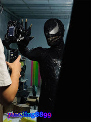 Venom Spiderman Cosplay Mask Prop 1:1 Full 3D Texture Ver Black Chin Movable 07FC0E-D4 - KOEEK
