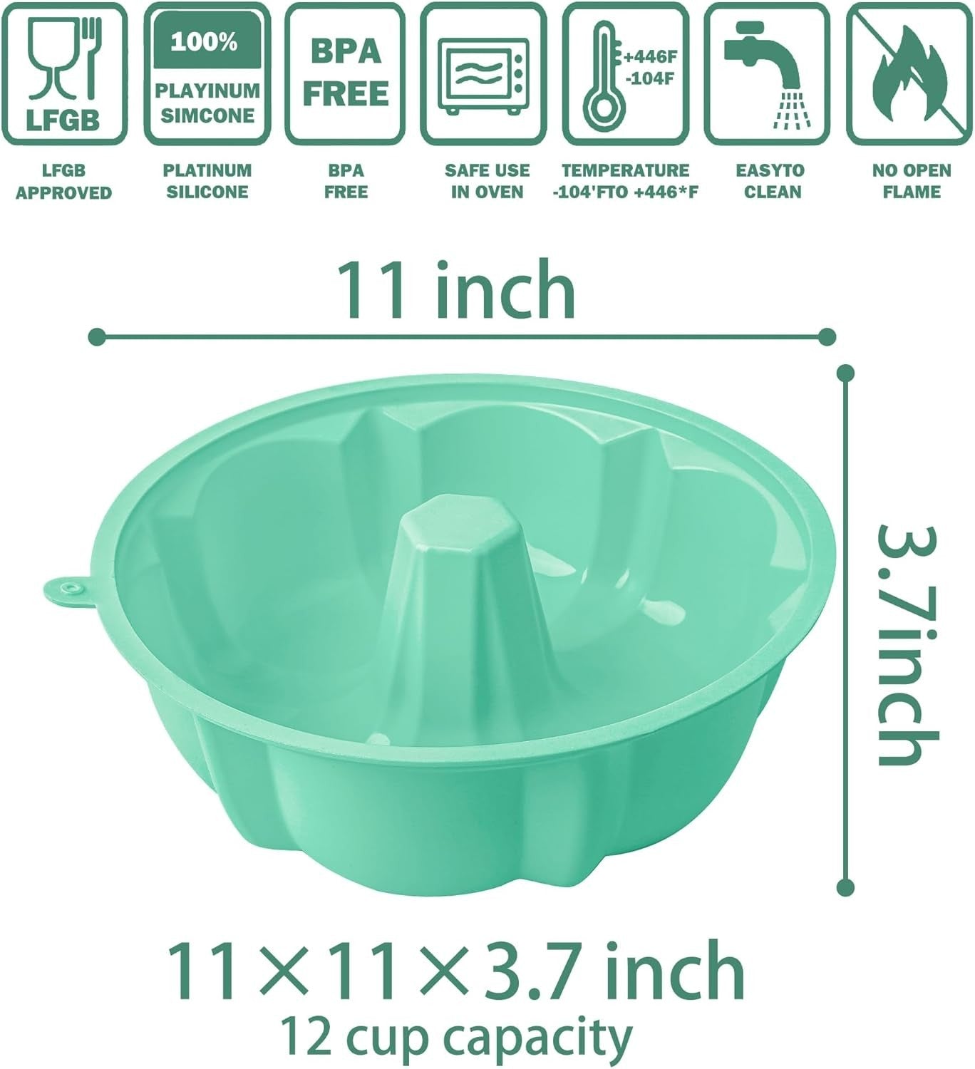 new 10 Inch Silicone Cake Pan for Bundt, 12 Cups Nonstick Fluted Tube for... 07FC0E-D4 - KOEEK