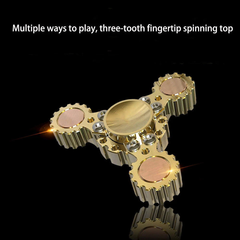 EDC Gear Brass Gyroscope Toy Fingertips Spinning Top Gearwheel DIY Gyro Toy Gift 07FC0E-D4 - KOEEK