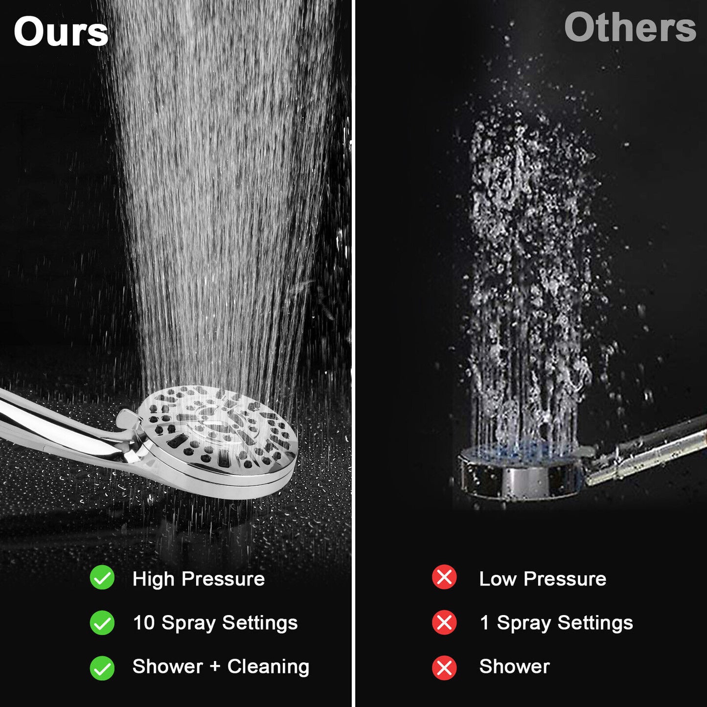 10-Mode High-Pressure Spray Booster Handheld Shower Head Antimicrobial Sprinkler