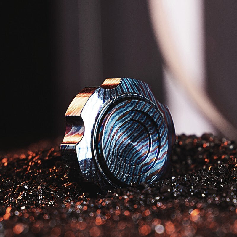 Fidget Spinner Gear Titanium Damascus Fingertip Decompression Toy Portable EDC 07FC0E-D4 - KOEEK