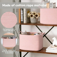 Pink storage basket,  for organizing and storing items, woven rope basket 07FC0E-D4 - KOEEK