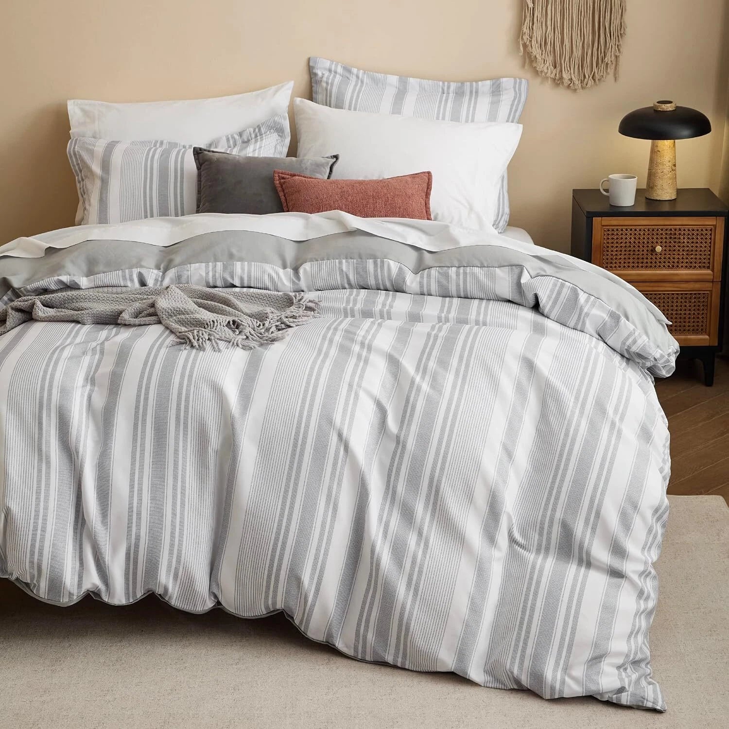 Twin Duvet Cover Kids - Reversible Striped Duvet Cover Set with Zipper Closure 07FC0E-D4 - KOEEK