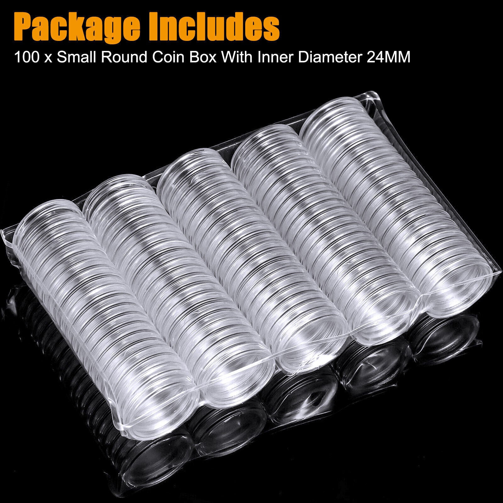 100pcs 24mm Coin Storage Holder Capsules Display Case Container for US Quarters koeek - KOEEK