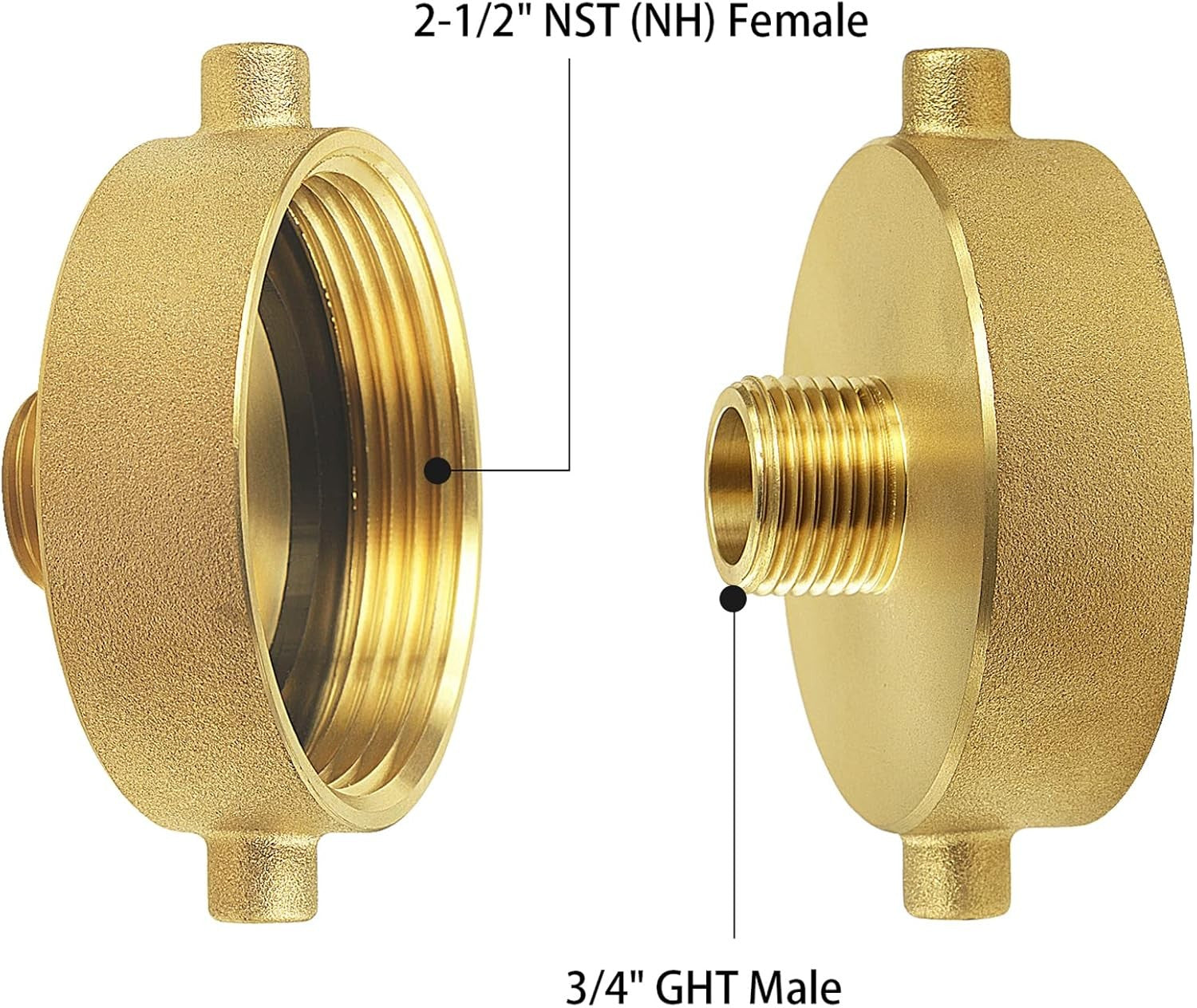 new NOVINO Fire Hydrant Hose Adapter 2-1/2" 2-1/2"NH x 3/4"GHT, Brass NOVINO - KOEEK