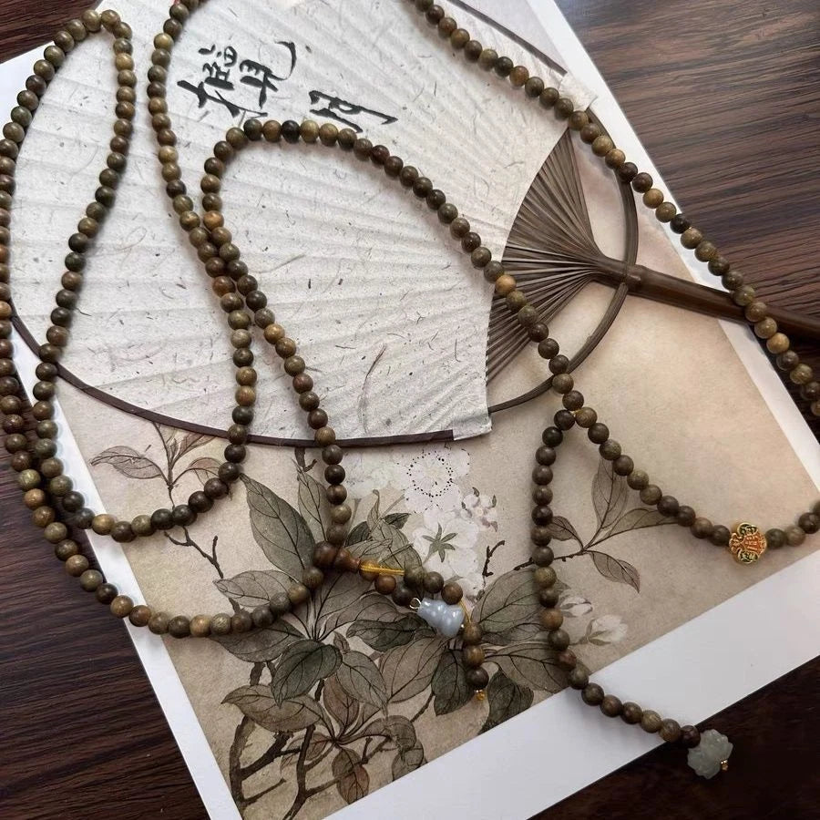 Crossbody Chain Old Sandalwood Multi-use Prayer Beads  Chinese Style Necklace 07FC0E-D4 - KOEEK