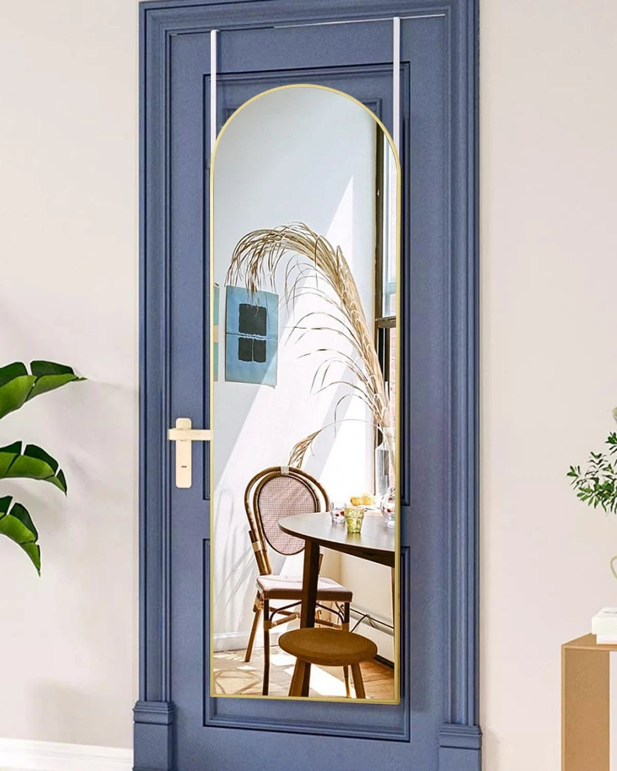 Door Mirror, Full Length Over The Door, 14'' x 48'' Hanging Mirror, Large Arched 07FC0E-D4 - KOEEK