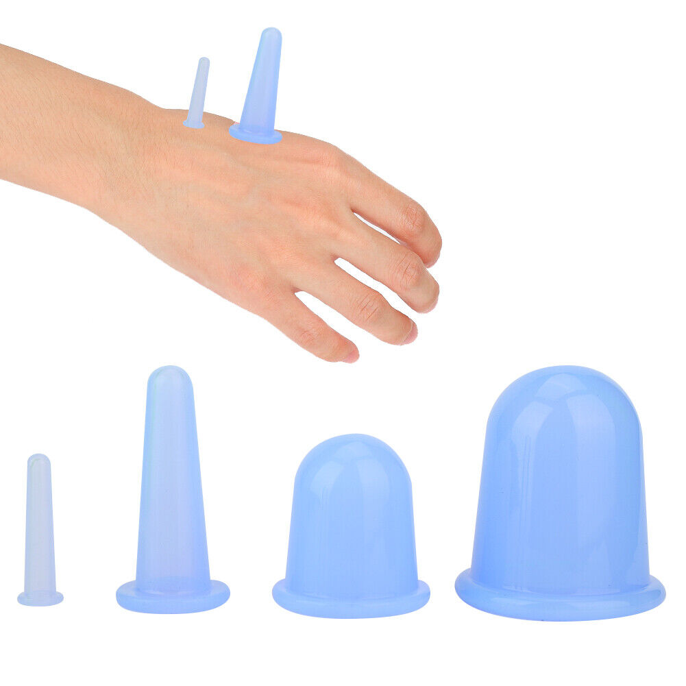 new 4pcs Vaccum Massager Cupping Cup Lifting Firming Therapy Treatment (Blue) HGF koeek - KOEEK