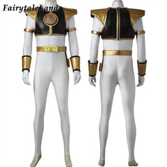 White Ranger Tommy Oliver Dino Rangers Uniform Breastplate Cosplay Costume Suit 07FC0E-D4 - KOEEK