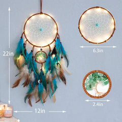 new Dream Catcher Blue Tree of Life with Feathers, Mobile LED Fairy Lights 07FC0E-D4 - KOEEK