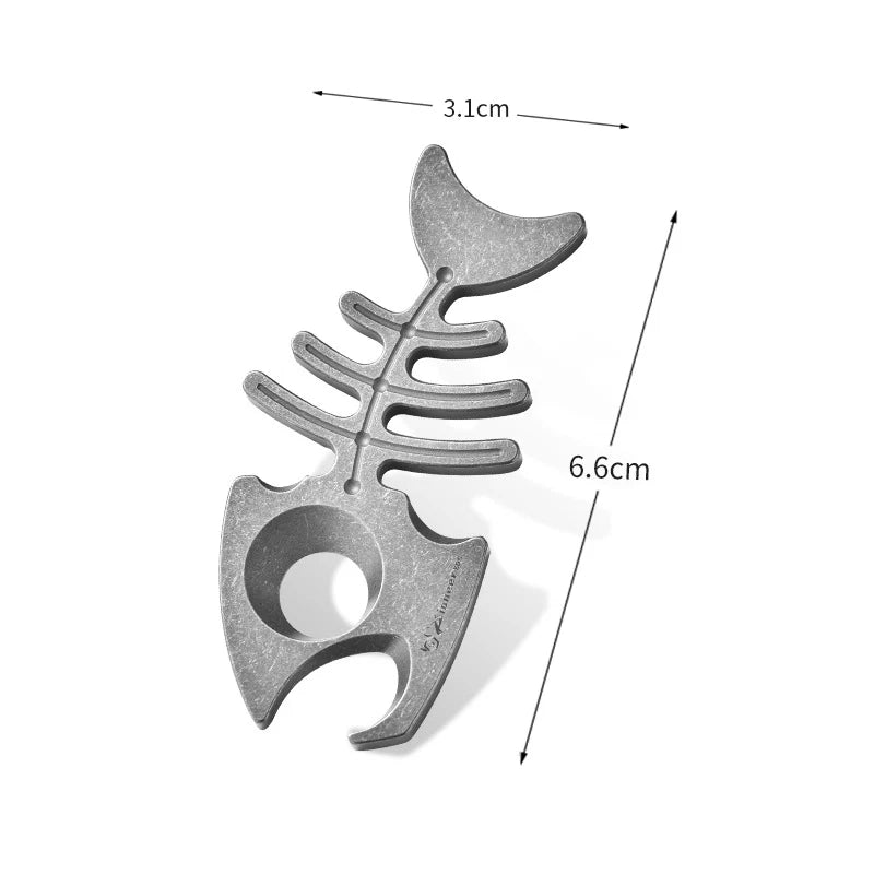 Titanium Alloy Fishbone Shape Bottle Opener Keychain Necklace Pendant EDC Gift 07FC0E-D4 - KOEEK