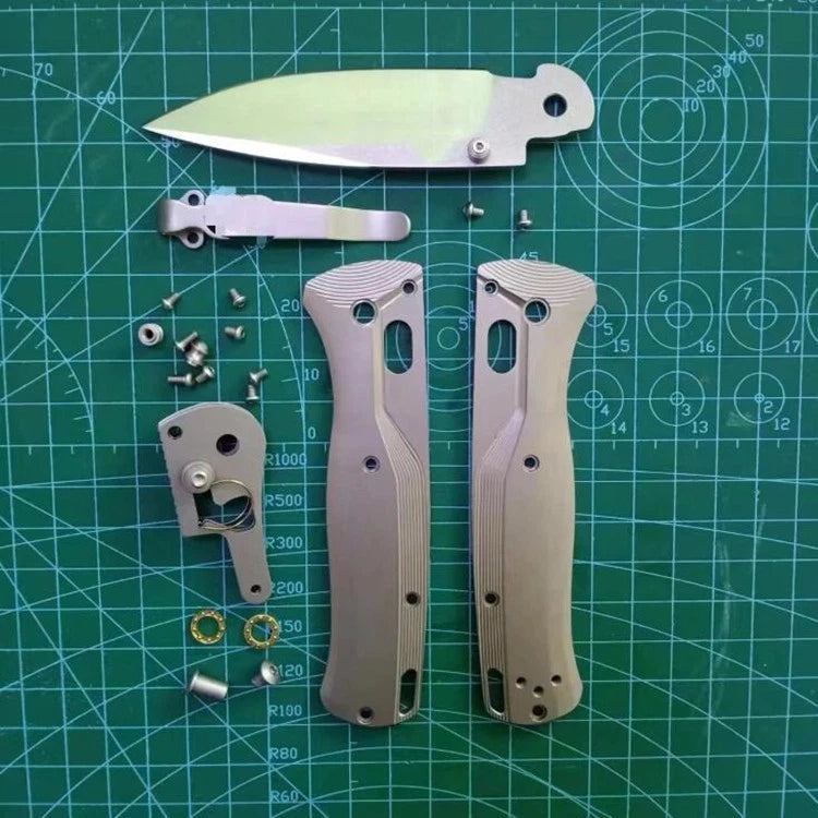 1Set Titanium Alloy Handle Scales+14C28N Stainless Steel Blade for Benchmade 535 07FC0E-D4 - KOEEK
