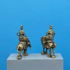 A Pair 2.3"Brass Manjusri Samantabhadra Bodhisattva Buddhism Statue Ornament 07FC0E-D4 - KOEEK
