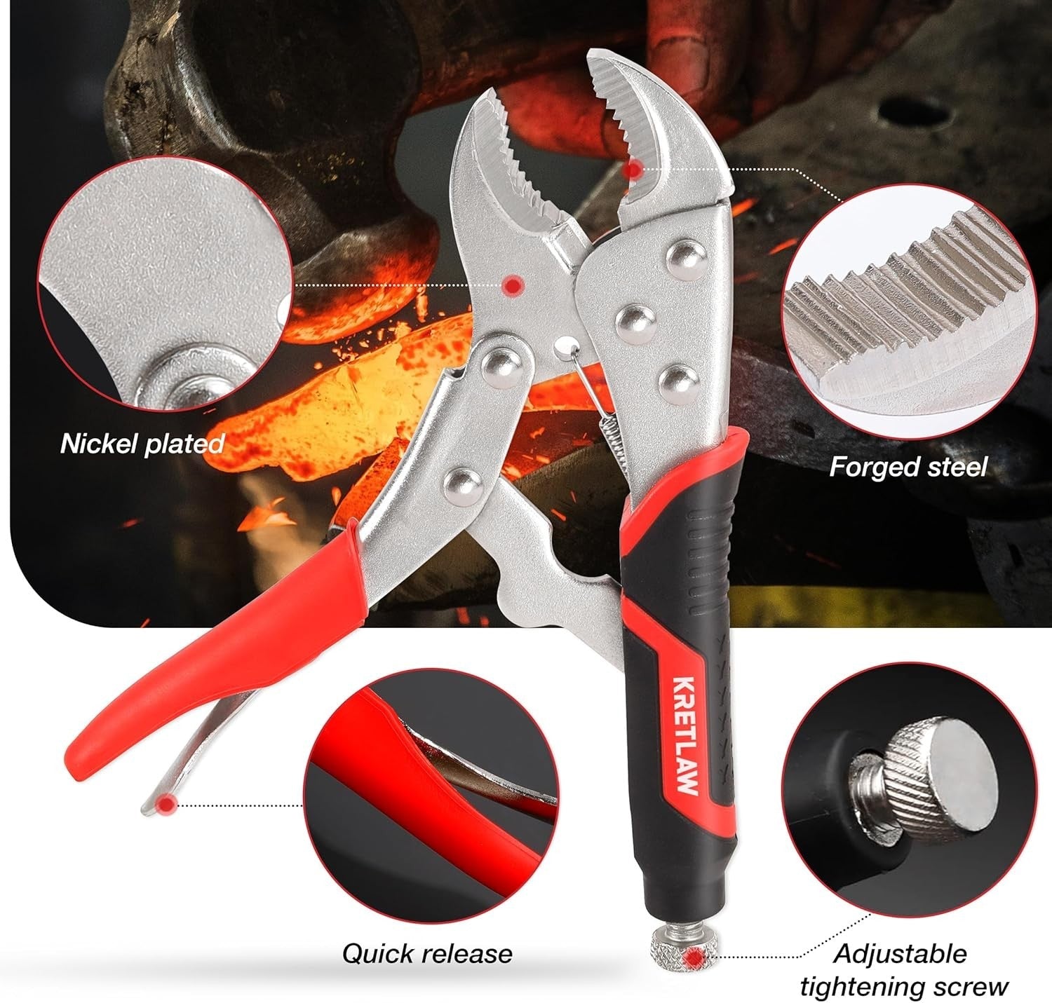 new Vice Grips Pliers Set - 6-Piece Including 6-1/2" & 9-1/2" Long Red, Grey 07FC0E-D4 - KOEEK