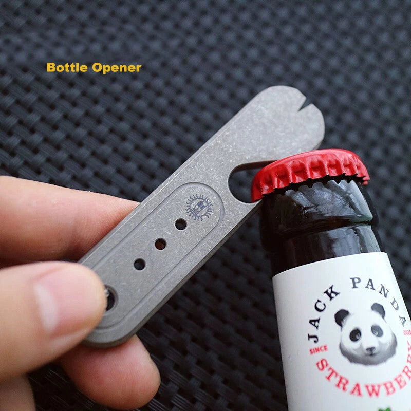 EDC Titanium Alloy Keychain Multi Tools Crowbar Pry Bar Portable Bottle Opener 07FC0E-D4 - KOEEK