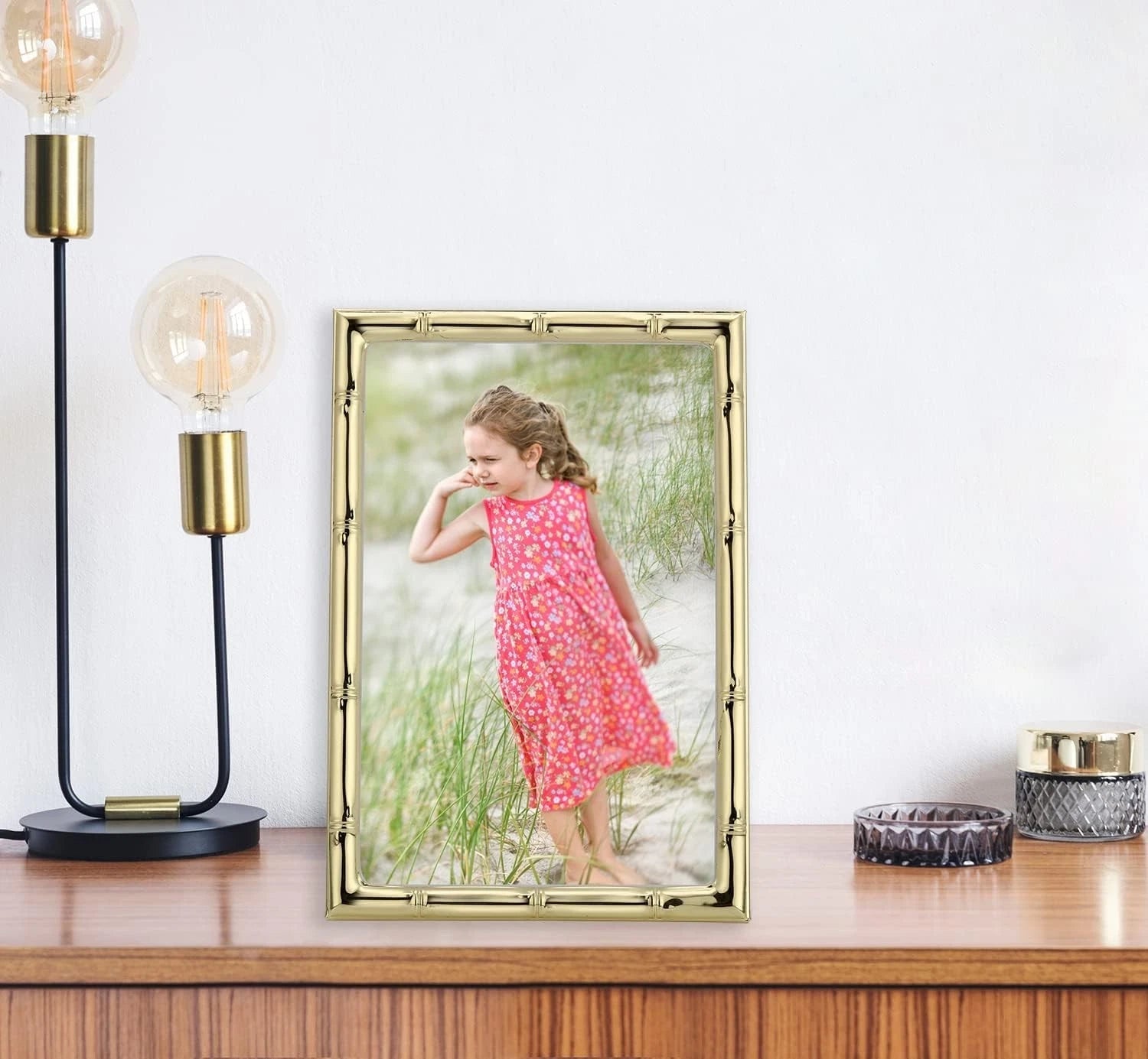 3-2x3 inch golden multi-metal photo frame, three-piece design, set of 2 07FC0E-D4 - KOEEK