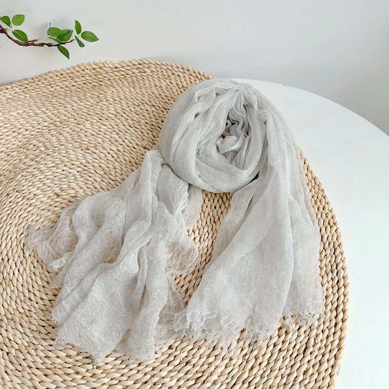 Womens wool blend Tassel Autumn Winter White Scarf Could Like Soft Shawl Scarves 07FC0E-D4 - KOEEK