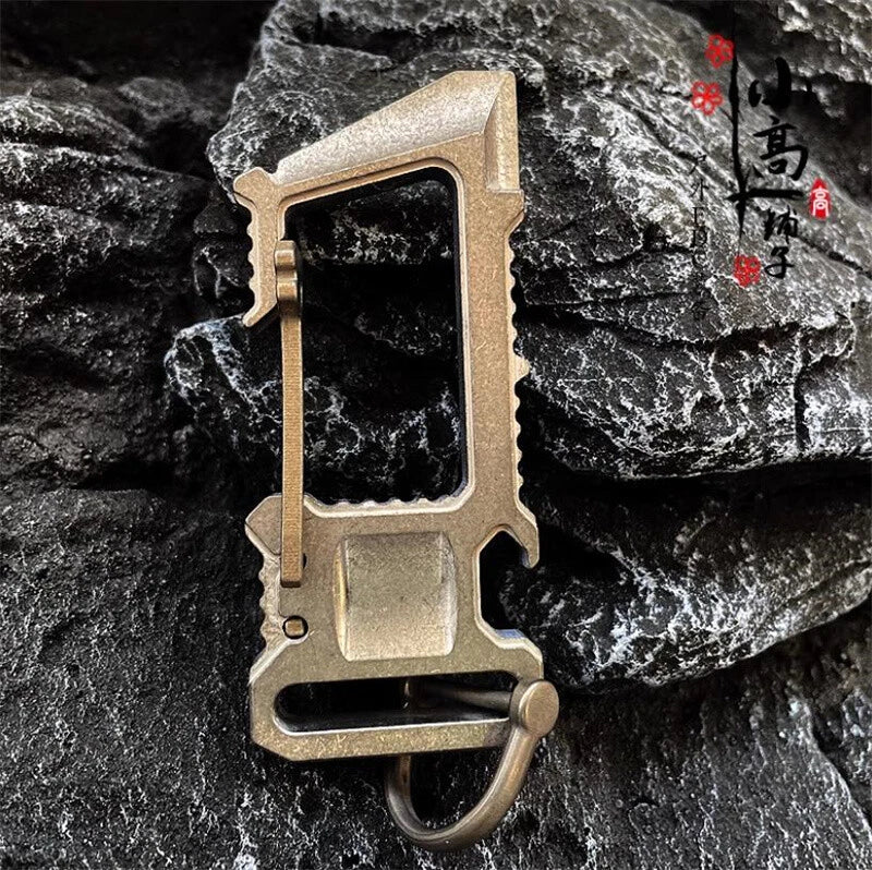 Outdoor EDC Camping Multi Tool TC4 Titanium Alloy Keychain Carabiner Crowbar Toy 07FC0E-D4 - KOEEK