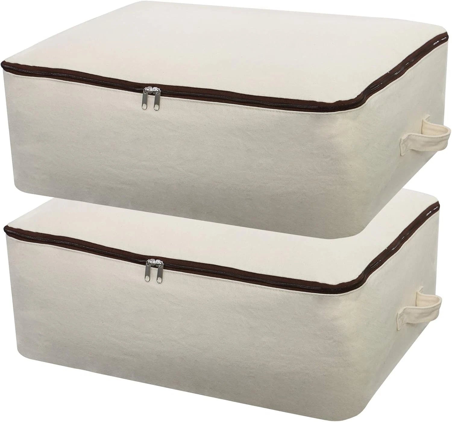 2-piece canvas storage bag set, dimensions: 25.6 x 18.5 x 8.7 inches, beige. 07FC0E-D4 - KOEEK