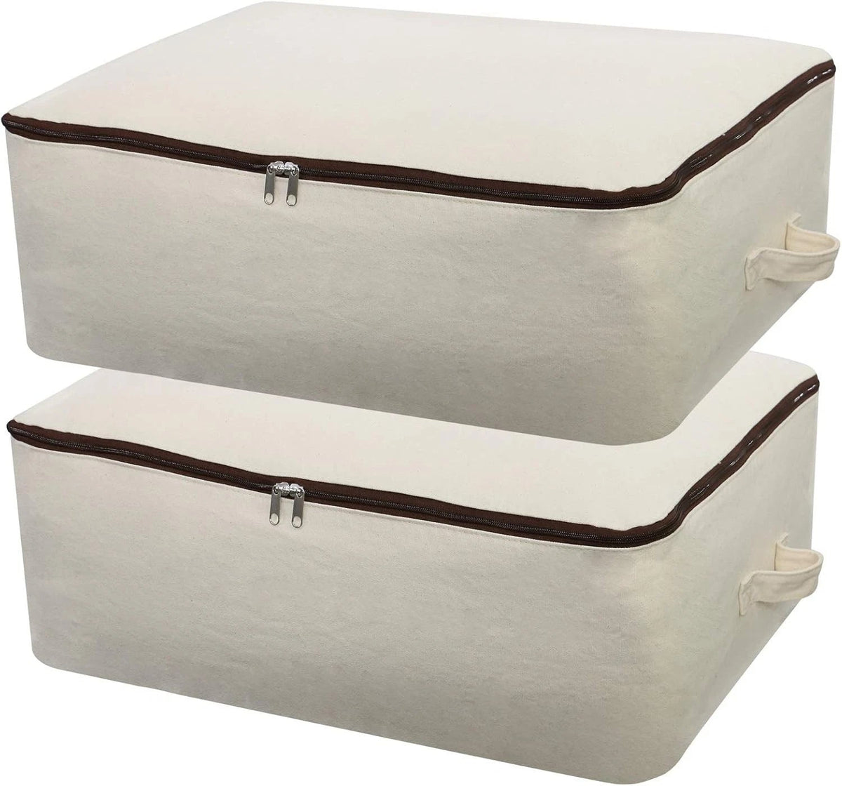 2-piece canvas storage bag set, dimensions: 25.6 x 18.5 x 8.7 inches, beige. 07FC0E-D4 - KOEEK