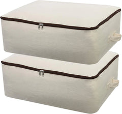 2-piece canvas storage bag set, dimensions: 25.6 x 18.5 x 8.7 inches, beige. 07FC0E-D4 - KOEEK