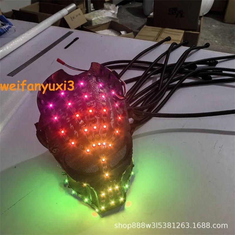Predator LED Colorful Light Helmet Mask Remote Control DJ Club Costume Props 07FC0E-D4 - KOEEK