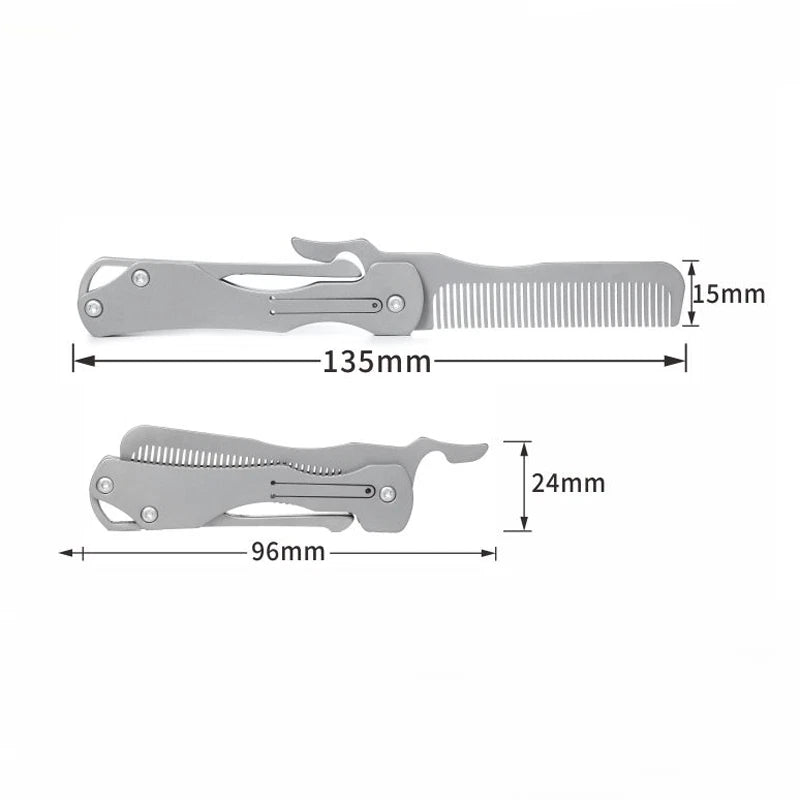 Hot Titanium Comb Folding for Beard Shaving Hair Style | EDC Pocket Carry gift 07FC0E-D4 - KOEEK
