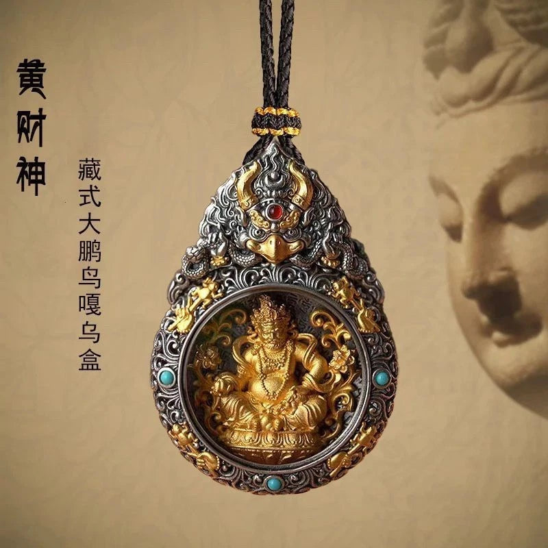 Jambhala Ksitigarbha Samantabhadra Tibetan Gilded Copper Pendant Zodiac Amulet 07FC0E-D4 - KOEEK