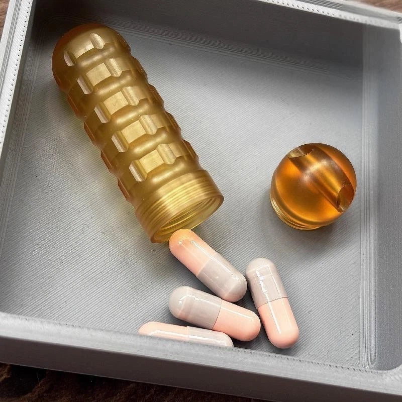 EDC PEI Titanium Waterproof Pill Case Holder organizer Box Container Keychain-* 07FC0E-D4 - KOEEK