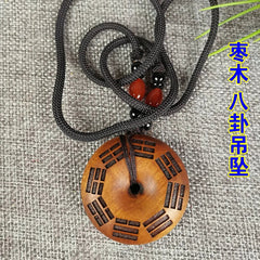 Taoist Ritual Articles Lightning Strike Jujube Eight Trigrams Style Pendant 07FC0E-D4 - KOEEK