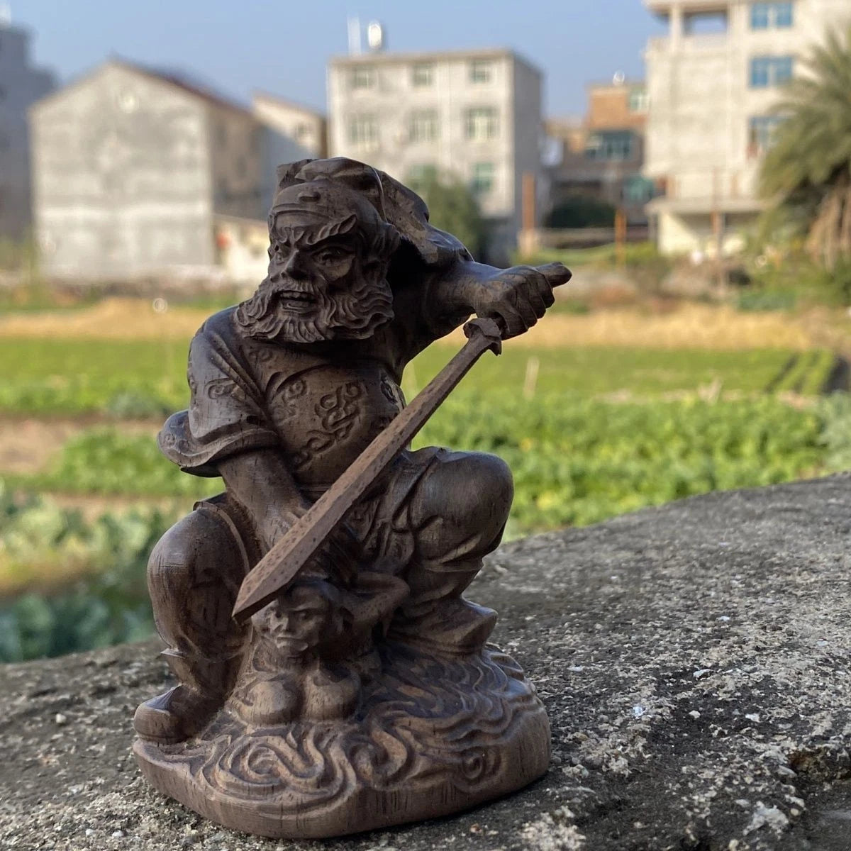 10*6cm White Kyara Agarwood Zhong Kui Figurine Wood Carving Feng Shui Home Decor 07FC0E-D4 - KOEEK