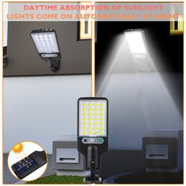 ny 1200000lm LED Solar Flood Light Security Bevægelsessensor Udendørs Yard Street Wall