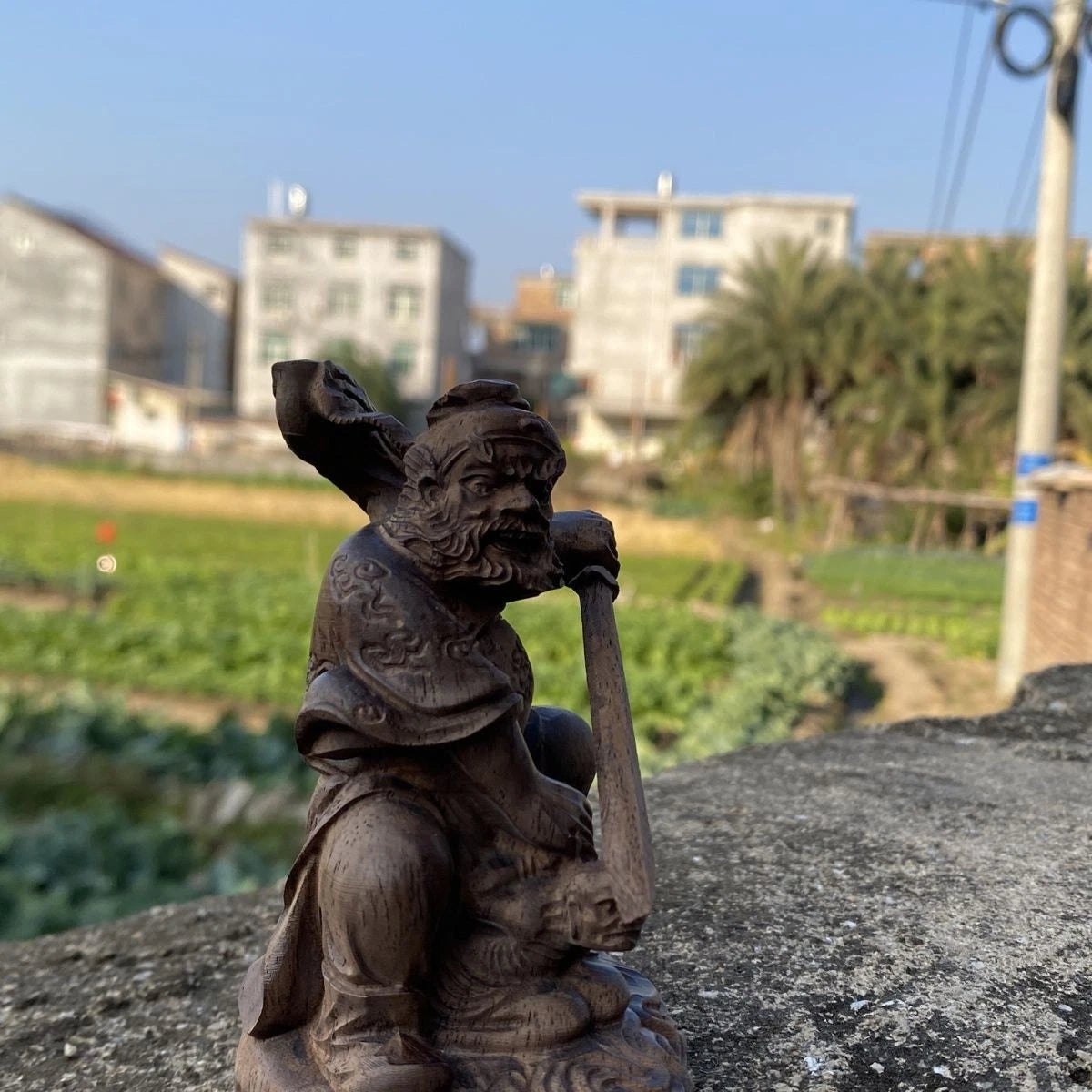 10*6cm White Kyara Agarwood Zhong Kui Figurine Wood Carving Feng Shui Home Decor 07FC0E-D4 - KOEEK