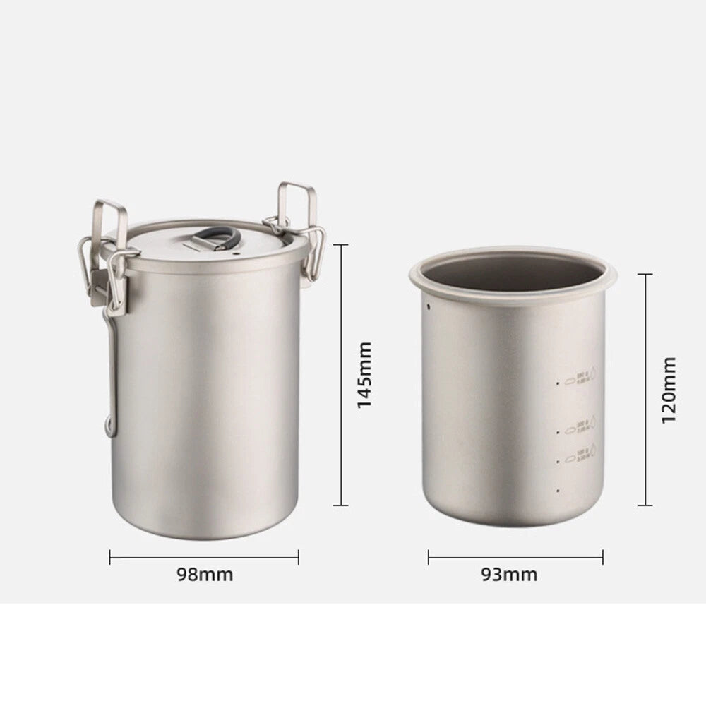 Titanium Outdoor Cookware Camping Cooking Pot With Folding Handles Utensils 07FC0E-D4 - KOEEK