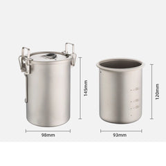 Titanium Outdoor Cookware Camping Cooking Pot With Folding Handles Utensils 07FC0E-D4 - KOEEK
